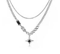 Unisex Morning Star Double-Layer Necklace, Titanium Steel Tarnish-Proof Collarbone Chain for Men & Women, Niche Luxe Versatile Fall Winter Jewelry