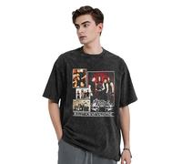 Unisex My Valentine Rock Band Bullet T-Shirts Vintage Washed Denim Short-Sleeve Tops Summer Graphic Cotton Shirts Black L