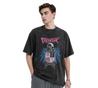 Unisex My Valentine Rock Band Bullet T-Shirts Vintage Washed Denim Short-Sleeve Tops Summer Graphic Cotton Shirts Black S