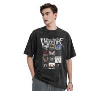 Unisex My Valentine Rock Band Bullet T-Shirts Vintage Washed Denim Short-Sleeve Tops Summer Graphic Cotton Shirts Black XL