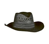 Unisex Natural and Coloured Straw Trilby Hat - Fedora Cowboy Style Hat (Black)