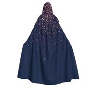 Unisex Navy Blue Sky And Stars Print Full Length Hooded Cloak,Halloween Cape,Cosplay,Carnival Dress Up