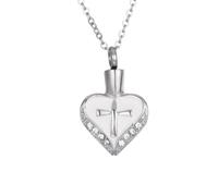 Unisex Necklace Pendant Love Heart Urn Necklace Retro classics Cross Jewelry for Women and Men Keepsake Pendant Commemorative Medallion Present Ashes Holder Birthday Presents