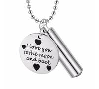 Unisex Necklace Pendant Unisex Commemorative Necklace Retro classics Jewelry Cylindrical Pill Box Urn Holder I Love You To The Moon And Back Birthday Presents