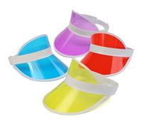 Unisex Neon Sun Visors for Men Women,4 pcs Unisex 80s Retro Style Neon Sun Visors Plastic Golf Visor Headband Cap for Poker Party Tennis UV Protection Hat