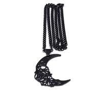 unisex New Gothic Rose Crescent Moon Pendant Necklace for Women Men Goth Hollow Flower Choker Necklaces Jewelry Gifts