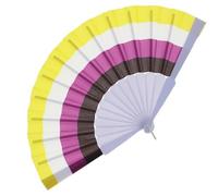 Unisex Non Binary Pride Coloured Stripe Hand Held Face Fan Fancy Dress Accessory Celebration