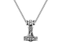 unisex Nordic mythology necklaces for men hammer Vikings Odin's rune Raven Mjolnir pendant with leather rope amulet vintage jewelry Accessories