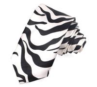 Unisex Novelty Fancy Dress Black & White Zebra Animal Print Skinny Slim Satin Tie Necktie