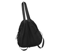 Unisex Nylon Backpack With Adjustable Straps Stylish Solid Color Drawstring Shoulder Bag For Casual And Travel Drawstring Large Capacity Handbag