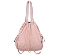 Unisex Nylon Backpack With Adjustable Straps Stylish Solid Color Drawstring Shoulder Bag For Casual And Travel Drawstring Large Capacity Handbag