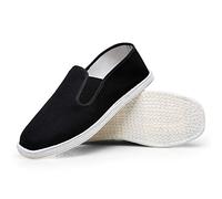 Unisex Old Beijing Cloth Shoes, Handmade Traditional Chinese Style Slip-On Breathable Cotton Sole Black Canvas Shoes, for Men/Women Martial Art Kung Fu Tai Chi Shoes (Color : Black, Size : 8.5 UK)