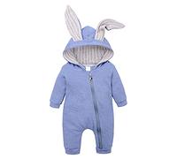 Unisex Onesie Costume+Baby Rabbit Ear Cap Hat Newborn Baby Romper Jumpsuit 2PC Infant Sleepsuit Zipper Cotton Pajamas Footed Sleep and Play Cartoon Warm Soft Halloween Playsuit Outfits