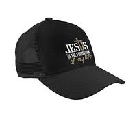 Unisex Original Classic Baseball Cap Adjustable Christian Jesus is Foundation of My Life Mesh Cap Dad Hat Breathable Black, One Size
