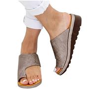 Aocase Unisex Orthopedic Bunion Corrector Sandals,Comfy Platform Flat Sole PU Leather Shoes for Women, Women Big Toe Bone Correction Sandals Foot Orthopedic with Arch Support,Brown,41EU