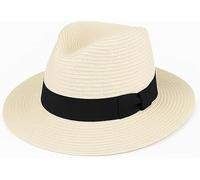 Unisex Panama Fedora Hat, Crushable, Foldable, Black Band, S-XL (55-61 cm), Paper-Straw, Beach, Summer, Travel (UK, Alpha, L, Cream)