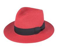 Unisex Panama Fedora Hat, Crushable, Foldable, Black Band, S-XL (55-61 cm), Paper-Straw, Beach, Summer, Travel (UK, Alpha, XL, Red)