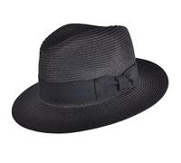 UNISEX PAPER STRAW CRUSHABLE FOLDABLE SUMMER PANAMA FEDORA HAT WITH BAND AND ADJUSTABLE SWEATBAND IN 8 COLOURS (XLARGE(61CM), BLACK)