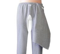 Unisex Patient Pants, Front Cover Patients Care Trousers, Incontinence Pants for Disability Elderly Surgery Patients, Easy to Wear and Take Off, Grey