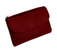 Unisex Pebble Leather Trifold Wallet - Soft Pebbled Leather with Card Slots, Coin Pocket & Slim Profile, Minimalist Wallet for Daily Use, Travel, and Gifting(Dark Red)