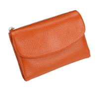 Unisex Pebble Leather Trifold Wallet - Soft Pebbled Leather with Card Slots, Coin Pocket & Slim Profile, Minimalist Wallet for Daily Use, Travel, and Gifting(Orange)