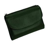 Unisex Pebble Leather Trifold Wallet - Soft Pebbled Leather with Card Slots, Coin Pocket & Slim Profile, Minimalist Wallet for Daily Use, Travel, and Gifting(Dark Green)