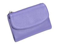 Unisex Pebble Leather Trifold Wallet - Soft Pebbled Leather with Card Slots, Coin Pocket & Slim Profile, Minimalist Wallet for Daily Use, Travel, and Gifting(Lavender Purple)