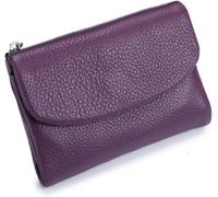Unisex Pebble Leather Trifold Wallet - Soft Pebbled Leather with Card Slots, Coin Pocket & Slim Profile, Minimalist Wallet for Daily Use, Travel, and Gifting(Light Purple)