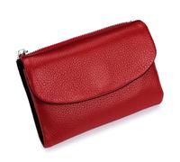 Unisex Pebble Leather Wallet,2025 New Mini Wallet for Woman,Full Grain Leather Coin Purse with Credit Card Holder,Women (Red-Black)