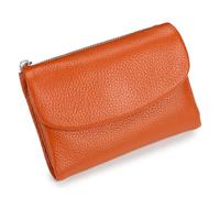 Unisex Pebble Leather Wallet,2025 New Mini Wallet for Woman,Full Grain Leather Coin Purse with Credit Card Holder,Women (Orange)