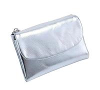 Unisex Pebble Leather Wallet, 5.3" Short Soft Genuine Leather Bifold Purse with Zipper Coin Pocket, Id Window, Card & Cash Slots, Multicolor Slim Organizer for Men Women Daily Travel(H)