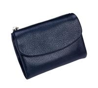 Unisex Pebble Leather Wallet, 5.3" Short Soft Genuine Leather Bifold Purse with Zipper Coin Pocket, Id Window, Card & Cash Slots, Multicolor Slim Organizer for Men Women Daily Travel(M)