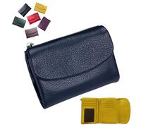 Unisex Pebble Leather Wallet, 5.3In Short Genuine Leather Coin Card Holder, Short Genuine Leathers Purse for Coins and Cards, Small Compact Bifold Pocket Purse Multicolor, for Men & Women (M)