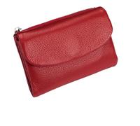 Unisex Pebble Leather Wallet, 5.3In Short Genuine Leather Coin Card Holder, Short Genuine Leathers Purse for Coins and Cards (Bright red)