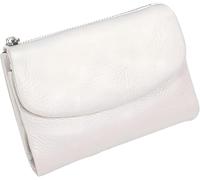 Unisex Pebble Leather Wallet, Genuine Full Grain Small Bifold Purse with Coin Holder, Credit Card Slots & Zippered Pockets, Natural Stone Texture, Multicolor, for Men & Women (White)