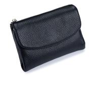 Unisex Pebble Leather Wallet, Genuine Leather RFID Blocking Card Holder Organizer Pocket Mini Wallet with Credit Card Holder, Coin Holder & Cash Slots (Black)