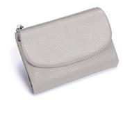 Unisex Pebble Leather Wallet, Genuine Leather RFID Blocking Card Holder Organizer Pocket Mini Wallet with Credit Card Holder, Coin Holder & Cash Slots (Gray White)