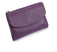Unisex Pebble Leather Wallet, Genuine Leather RFID Blocking Card Holder Organizer Pocket Mini Wallet with Credit Card Holder, Coin Holder & Cash Slots (Light Purple)