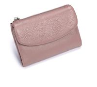 Unisex Pebble Leather Wallet, Genuine Leather RFID Blocking Card Holder Organizer Pocket Mini Wallet with Credit Card Holder, Coin Holder & Cash Slots (Pink)