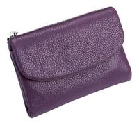 Unisex Pebble Leather Wallet, Genuine Leather Small Bifold Purse with Coin Holder, Credit Card Slots & Cash Pocket, Compact Pebble Grain Wallet for Men & Women (Purple)