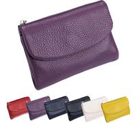 Unisex Pebble Leather Wallet,Genuine Leather with Credit Card Holder,Waterproof&Large Capacity Soft and Comfortable to The Touch (Purple)