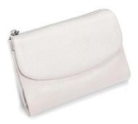 Unisex Pebble Leather Wallet, Short Genuine Leather Purse for Coins and Cards, Compact Travel Card Holder (White)