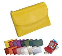 Unisex Pebble Leather Wallet, Short Genuine Leather Purse for Coins and Cards, Small Compact Bifold Pocket Purse with Credit Card Holder, 5.3in Clutch Organizer, Small Wallets for Women (A)