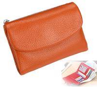 Unisex Pebble Leather Wallet, Short Genuine Leather Purse for Coins and Cards, Small Wallets for Women, 5.3In Short Genuine Coin Card Holder, Wallets for Men and Women (Q)