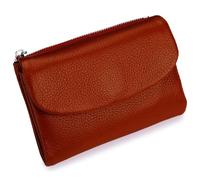 Unisex Pebble Leather Wallet,ShortGenuine Leather Coin Card Holder,Card Holder & Coin Purse,Ultra Thin Clutch for Ladies (Brick Red)