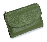 Unisex Pebble Leather Wallet,ShortGenuine Leather Coin Card Holder,Card Holder & Coin Purse,Ultra Thin Clutch for Ladies (Olive Green)