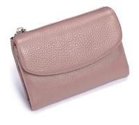 Unisex Pebble Leather Wallet,ShortGenuine Leather Coin Card Holder,Card Holder & Coin Purse,Ultra Thin Clutch for Ladies (Pink)