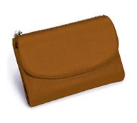 Unisex Pebble Leather Wallet - Small Genuine Leather Card Holder with Coin Zipper, Compact Soft Wallet for Women and Men, 5.3in Short Bifold Clutch Purse Can Hold Coins, Id Cards (Brown)