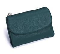Unisex Pebble Leather Wallet - Small Genuine Leather Card Holder with Coin Zipper, Compact Soft Wallet for Women and Men, 5.3in Short Bifold Clutch Purse Can Hold Coins, Id Cards (Light Blue)