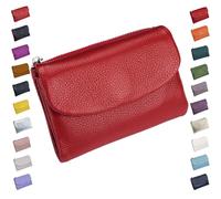 Unisex Pebble Leather Wallet,Small Wallets for Women,Genuine Leather Coin Purse,with Credit Card Holder, Coin Holder and Cash Slots,Wallets for Men and Women (Red-2)